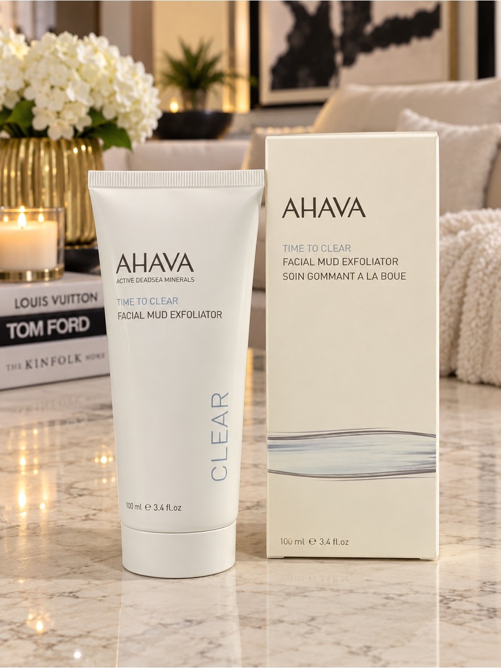 AHAVA Time to Clear Facial Mud Exfoliator 100 mL Full Size NEW